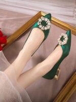 Green wedding shoes, wedding bridal shoes, Xiuhe dress shoes, - Image 7