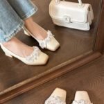 French thick heel shallow mouth shoes for women 2025 - Image 3