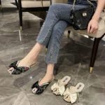 Fish mouth pearl half slippers for women summer - Image 4