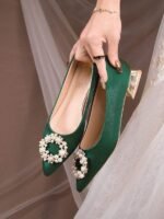 Green wedding shoes, wedding bridal shoes, Xiuhe dress shoes, - Image 6